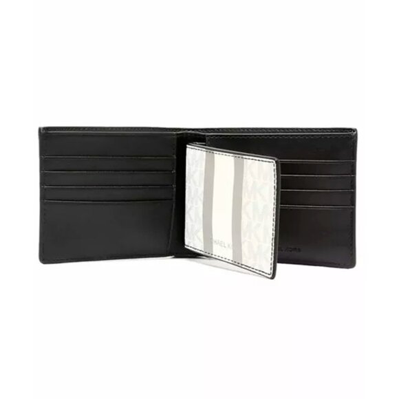 S Michael Kors Billfold Wallet Box Set White Gray Logo 36H1LGFF1B NIB $178 - Picture 5 of 9